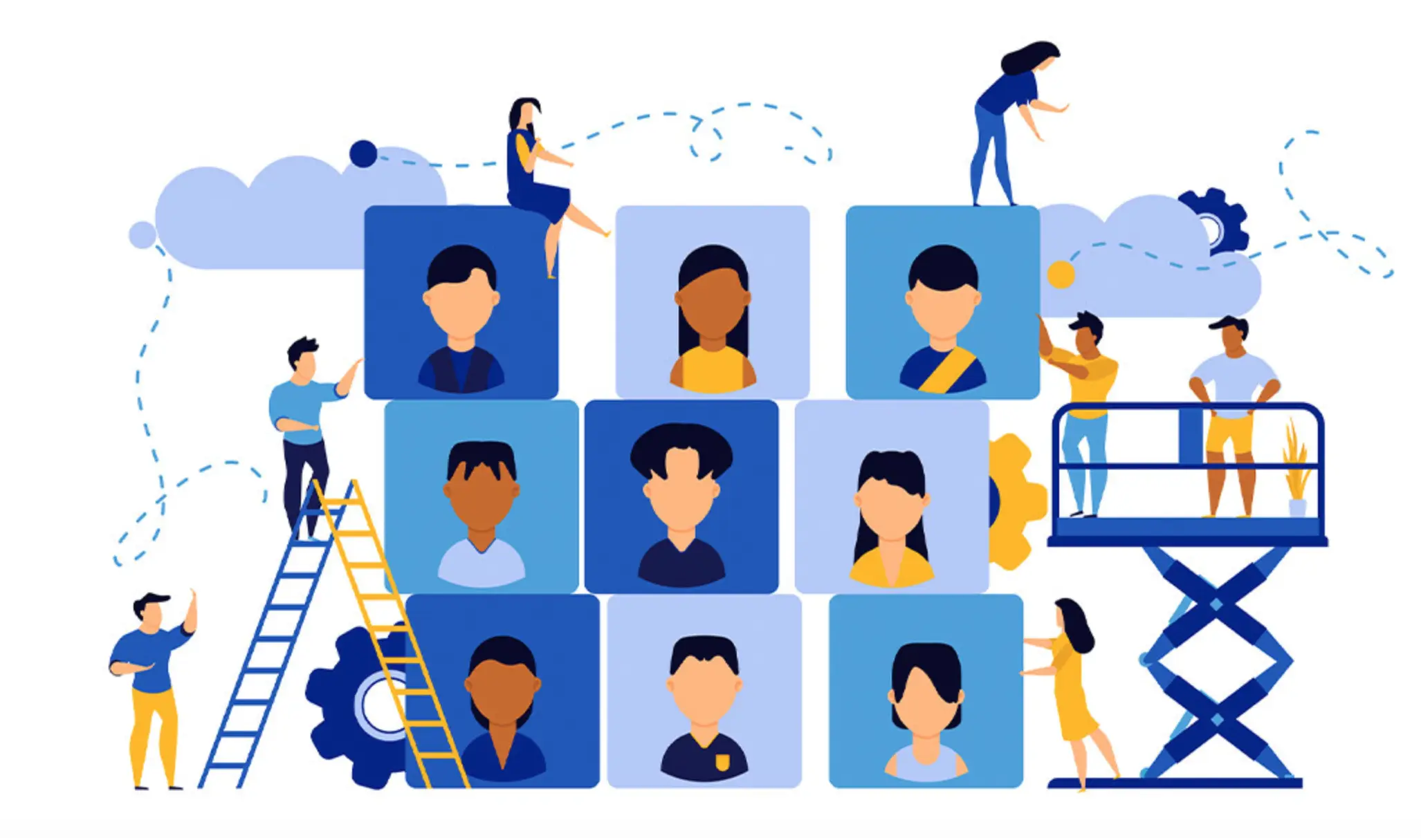 Different types of customer's graphic illustration