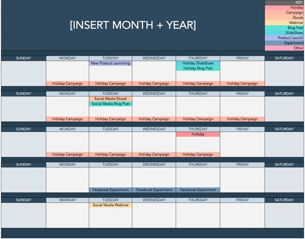 Content Calendar template