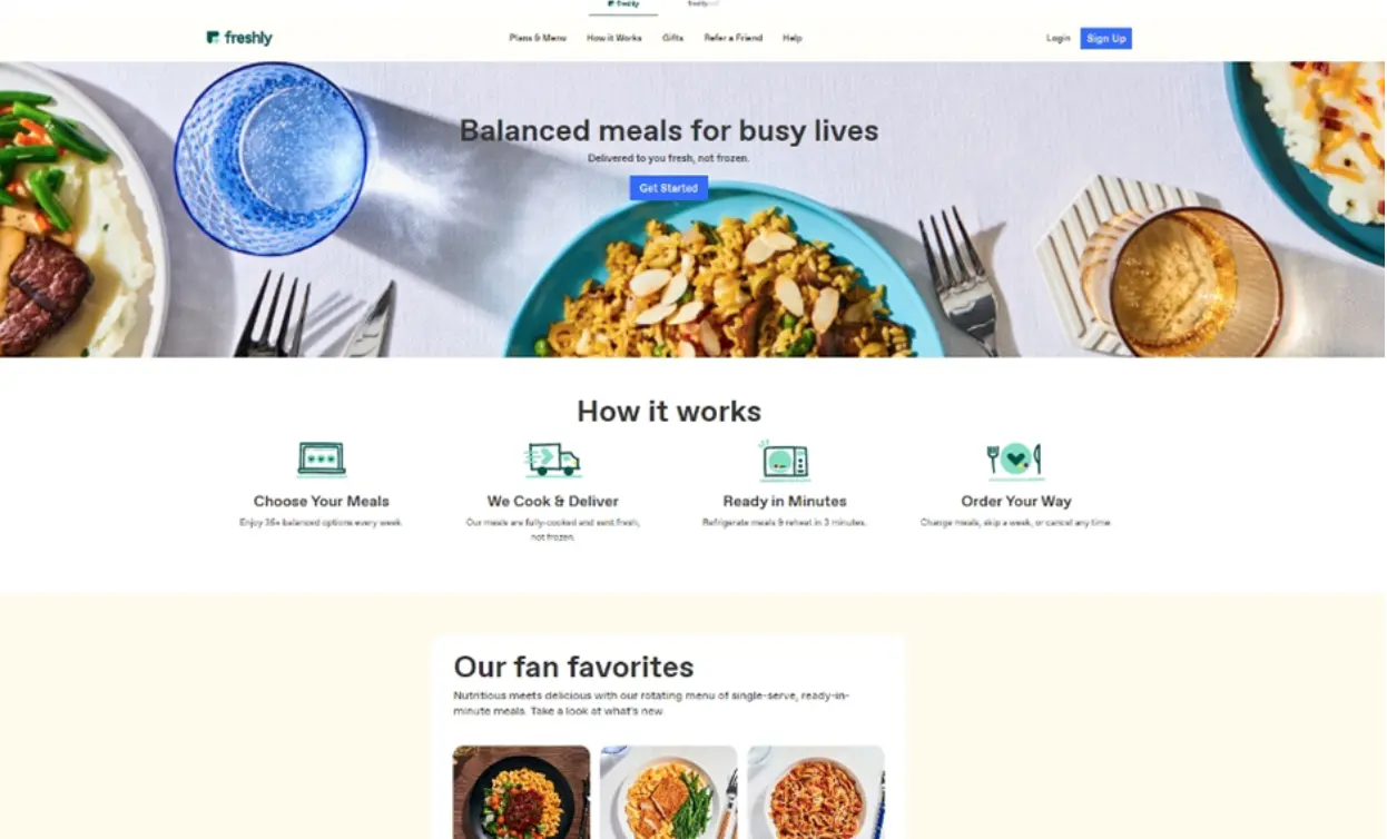 Freshly landing page
