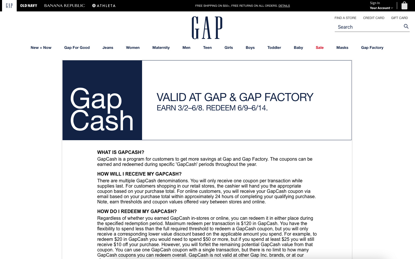 GAP Reward Program