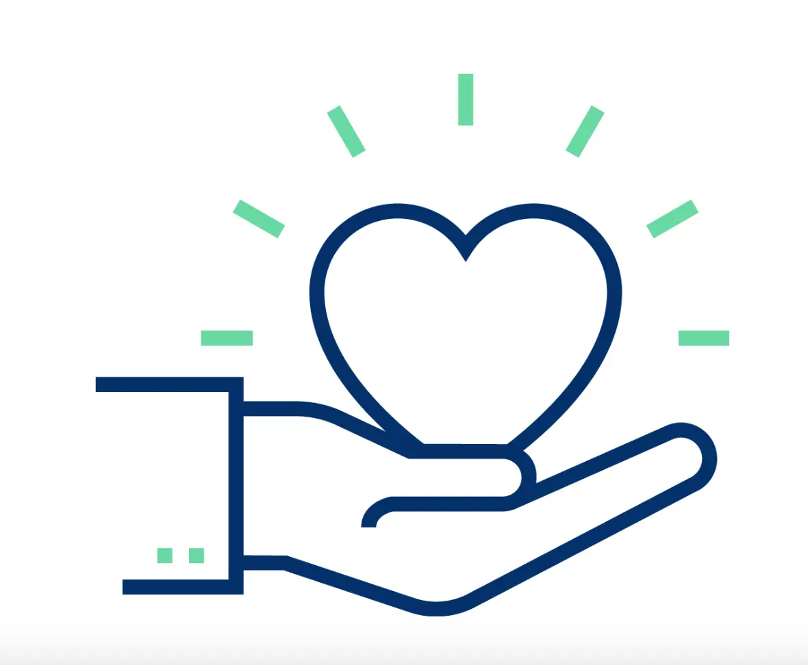 Heart in palm illustration