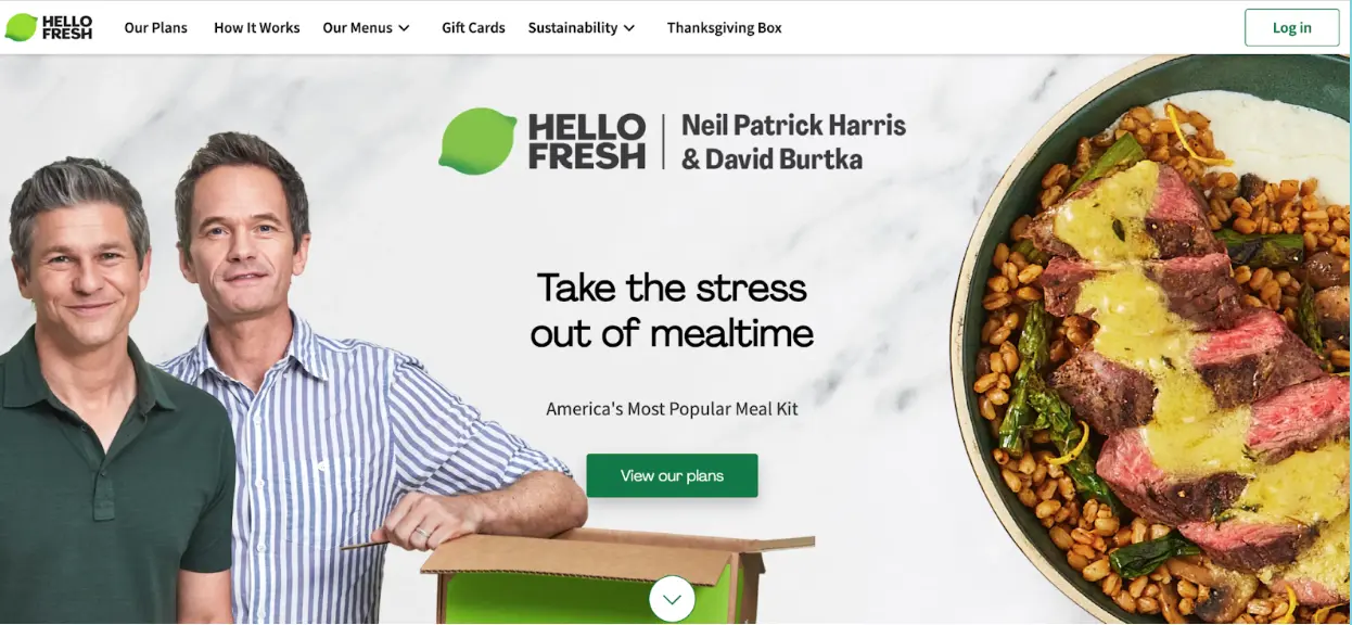 Hello Fresh landing page