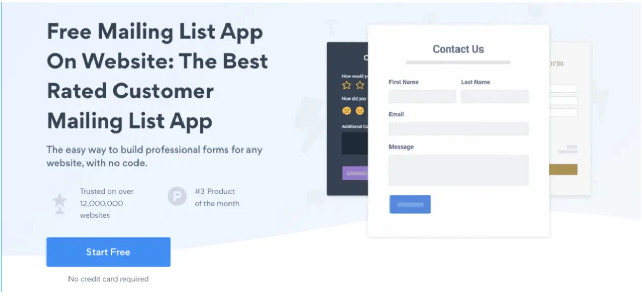 Mailing List App sales page
