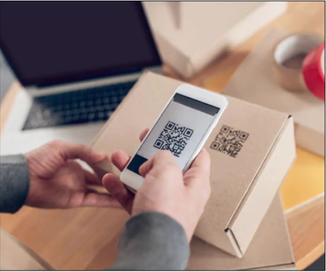 Man scanning QR code