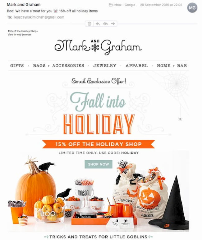 Mark-and-Graham-holiday-fall-email-campaign
