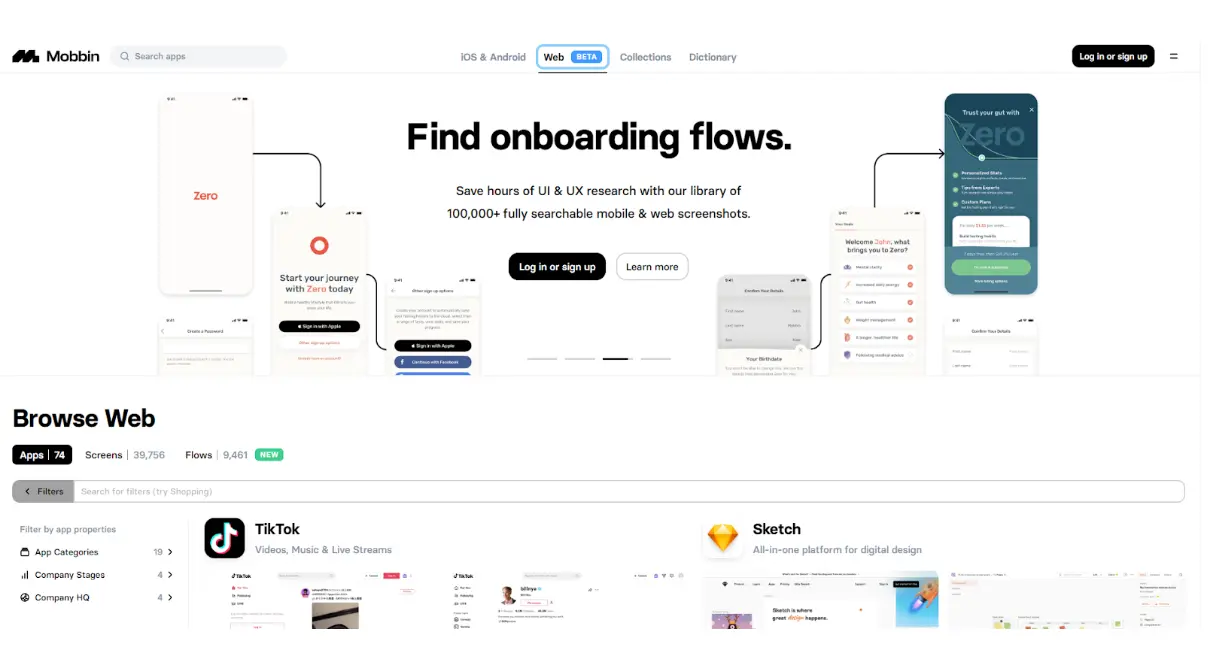 Mobbin.design homepage