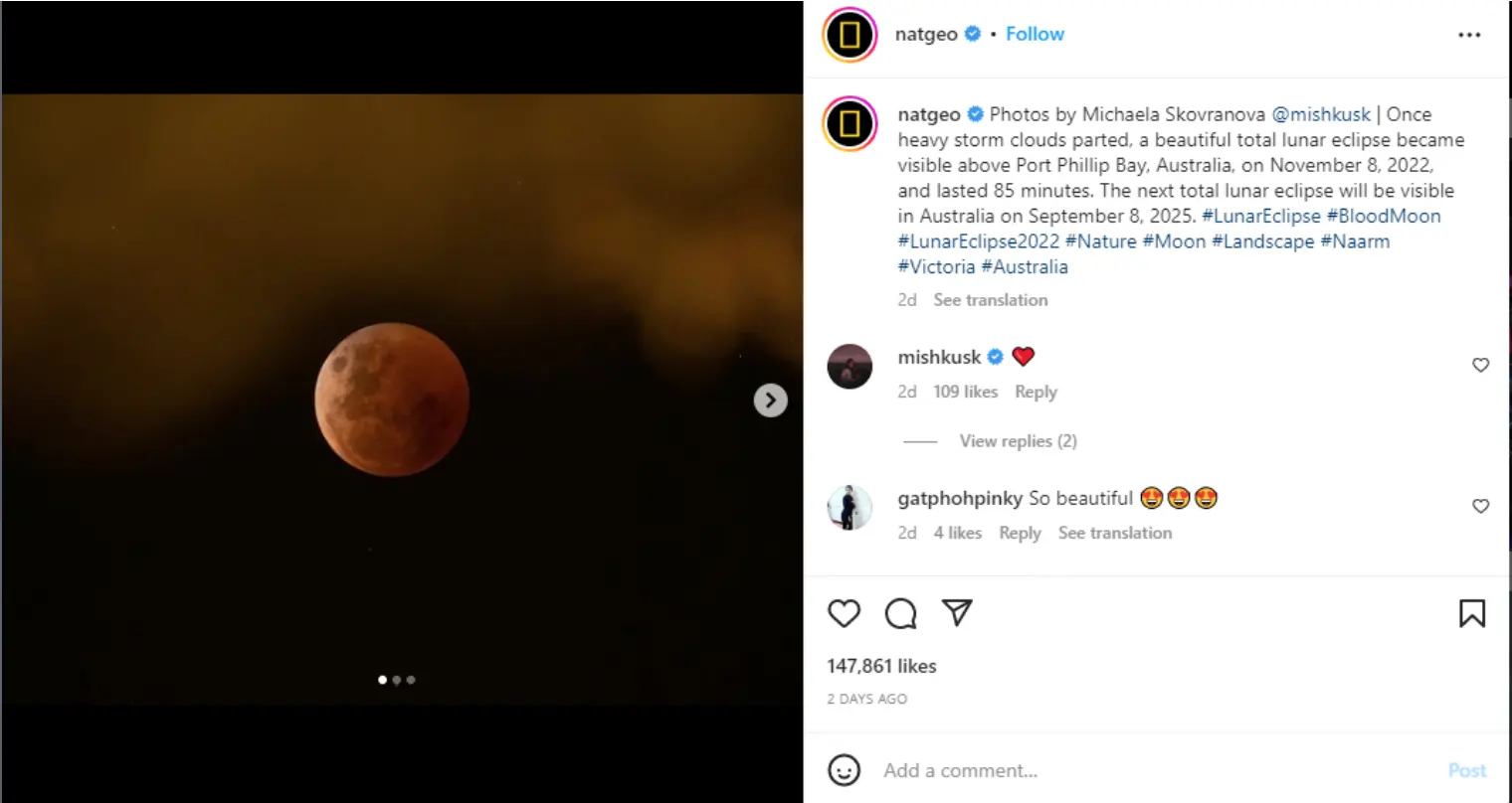 Nat Geos instagram post