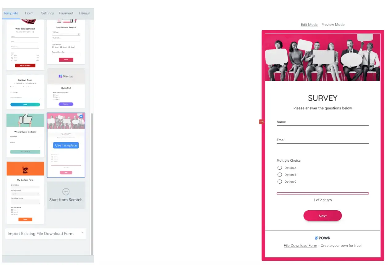 POWR Editor form template screen-1