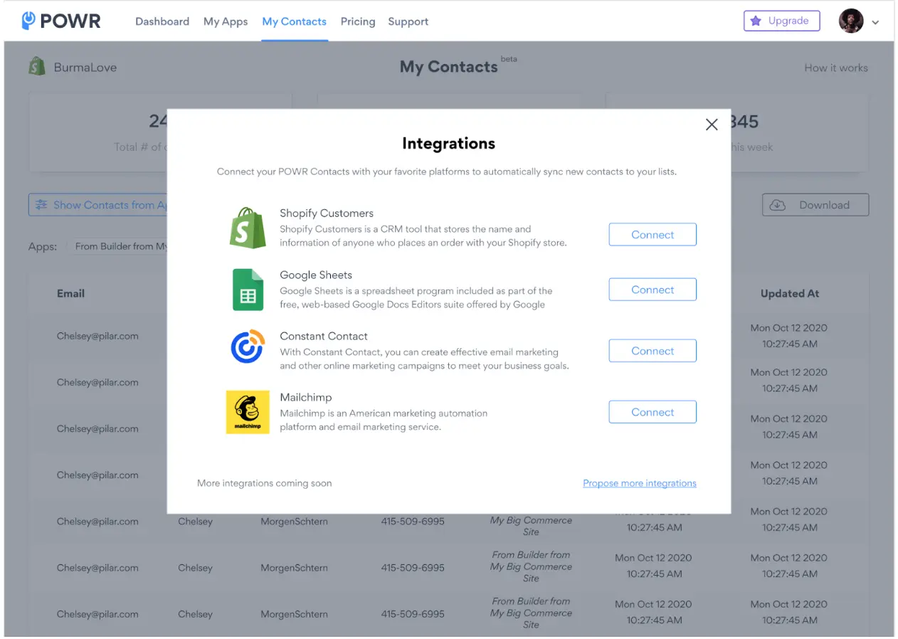 POWR Mailchimp Contacts Integration
