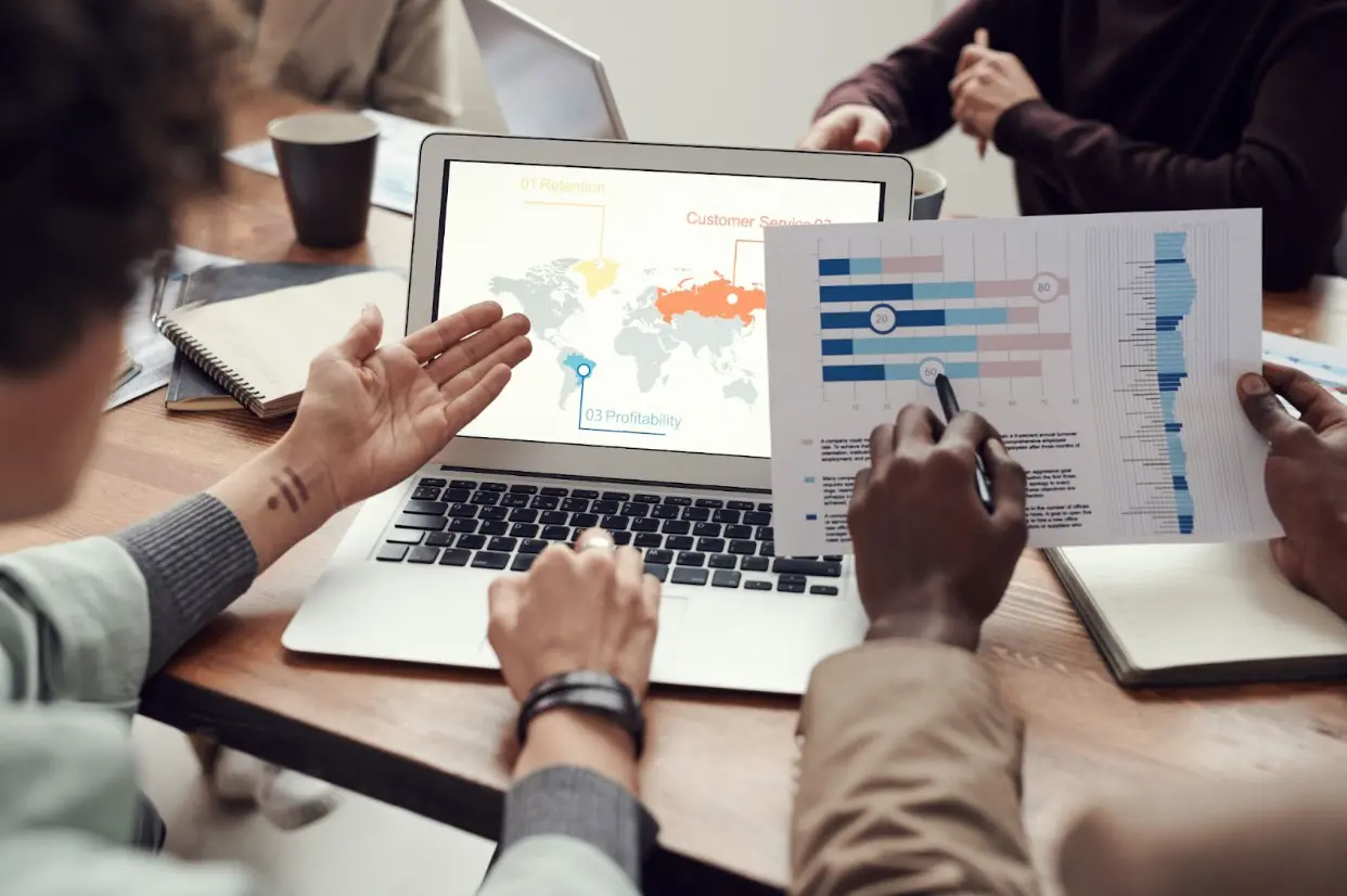 colleagues discussing business goals