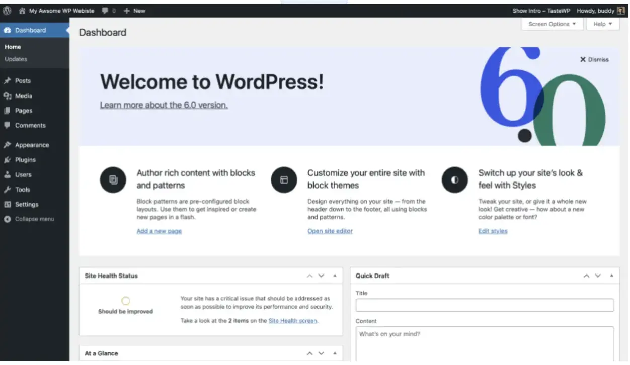 wordpress-6-0-dashboard