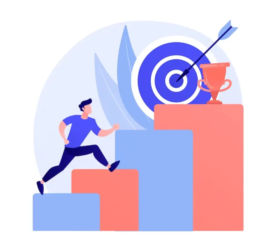 Person climbing towards his goal illustration