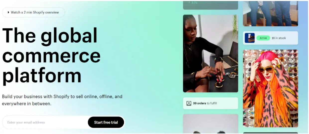 Shopify landing page