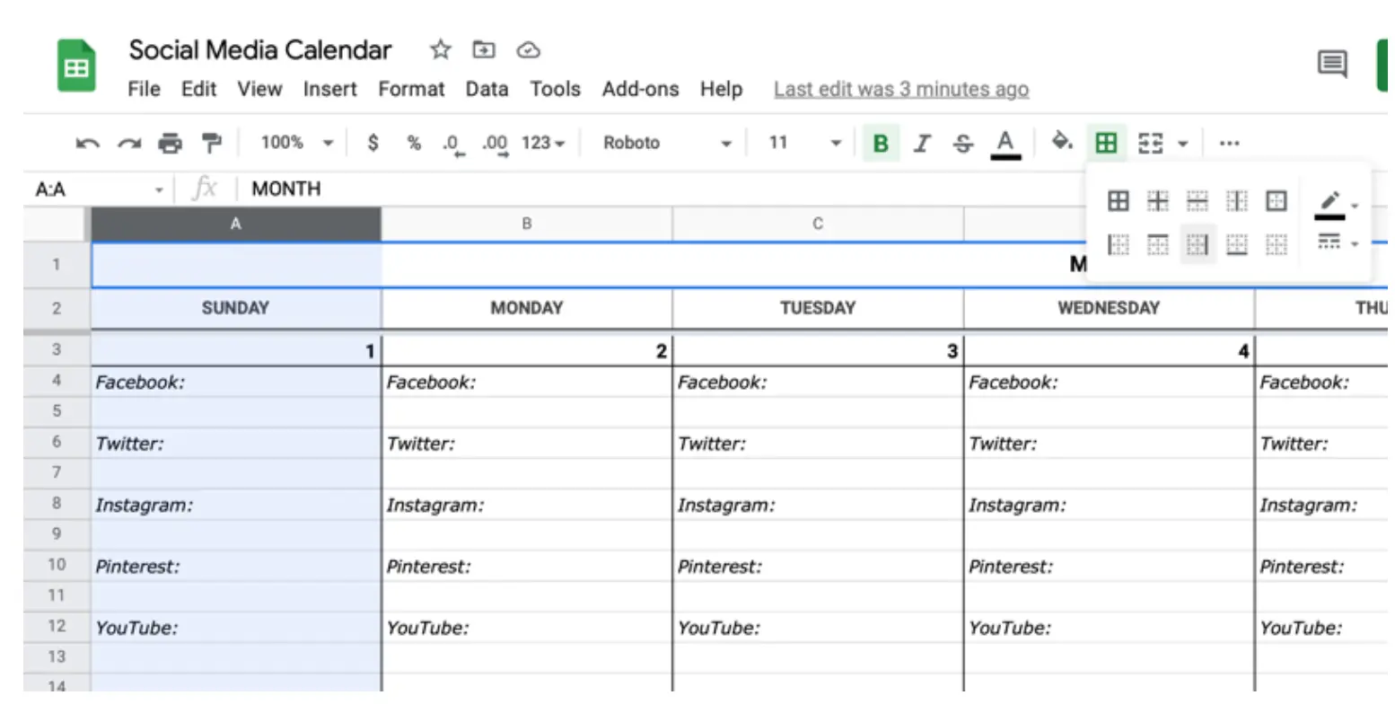 Social Media Calendar
