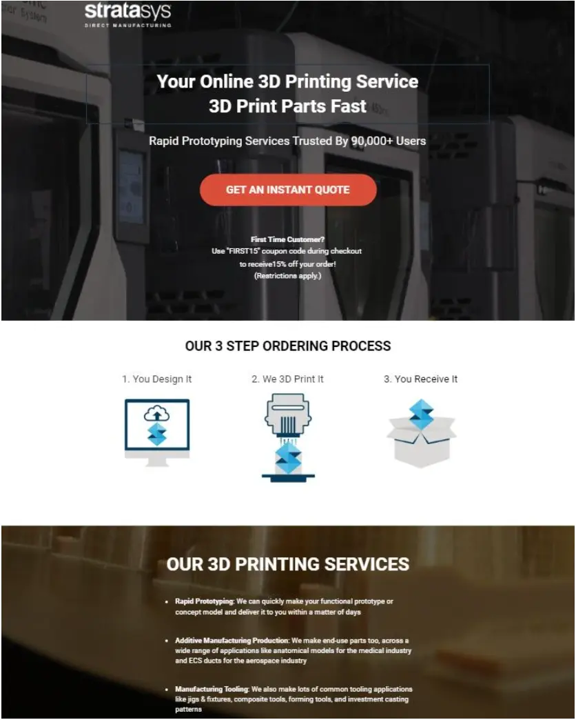 Stratasys landing page