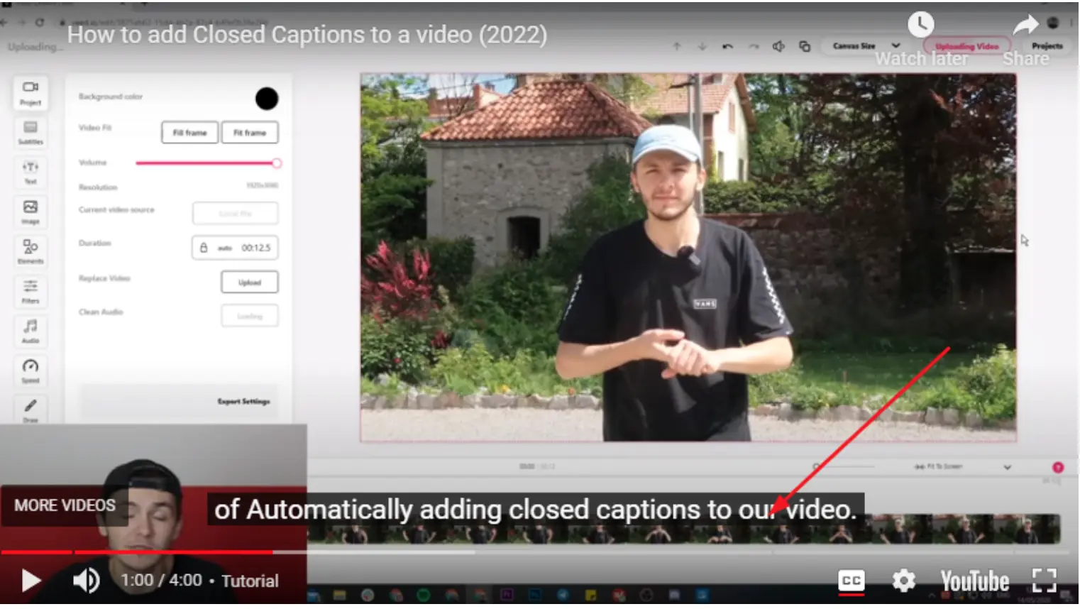 Video tutorial of 22how to add closed captions to a video 22