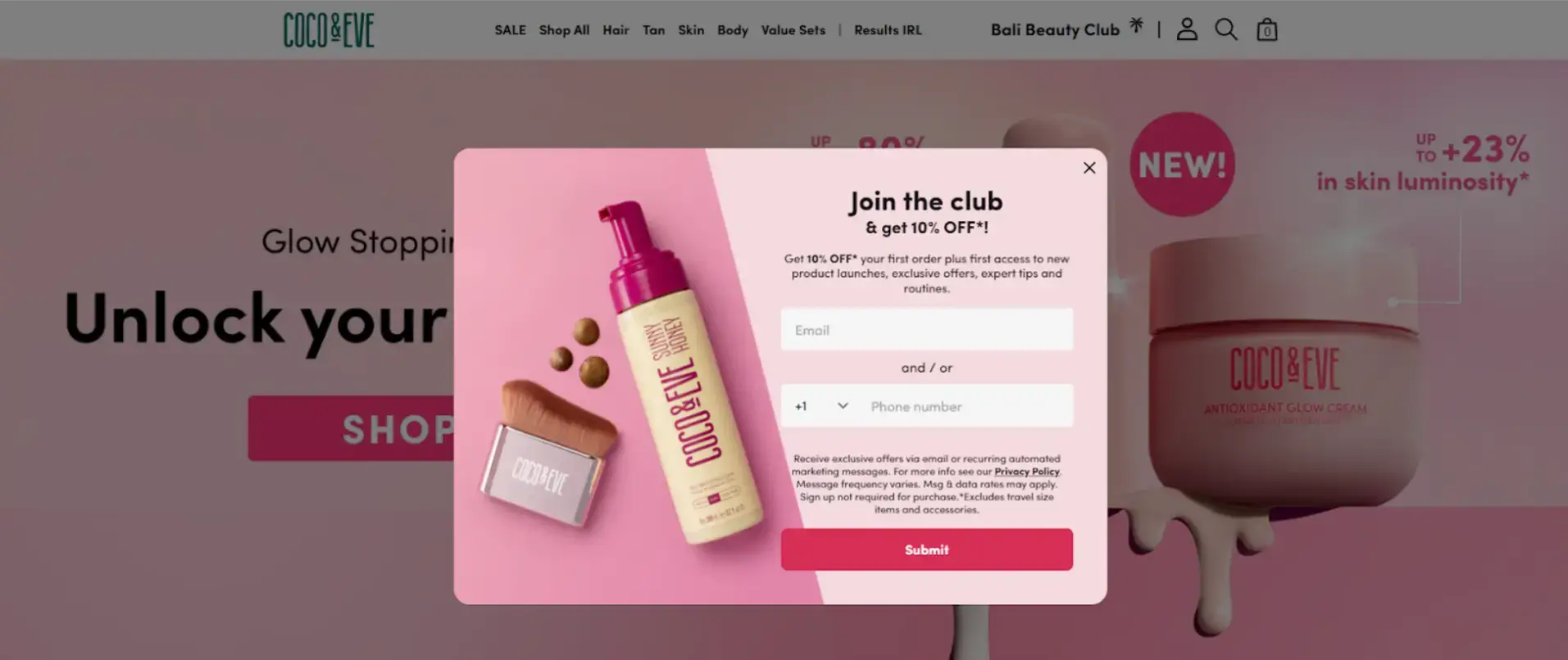 coco-and-eve-exit-intent-popup