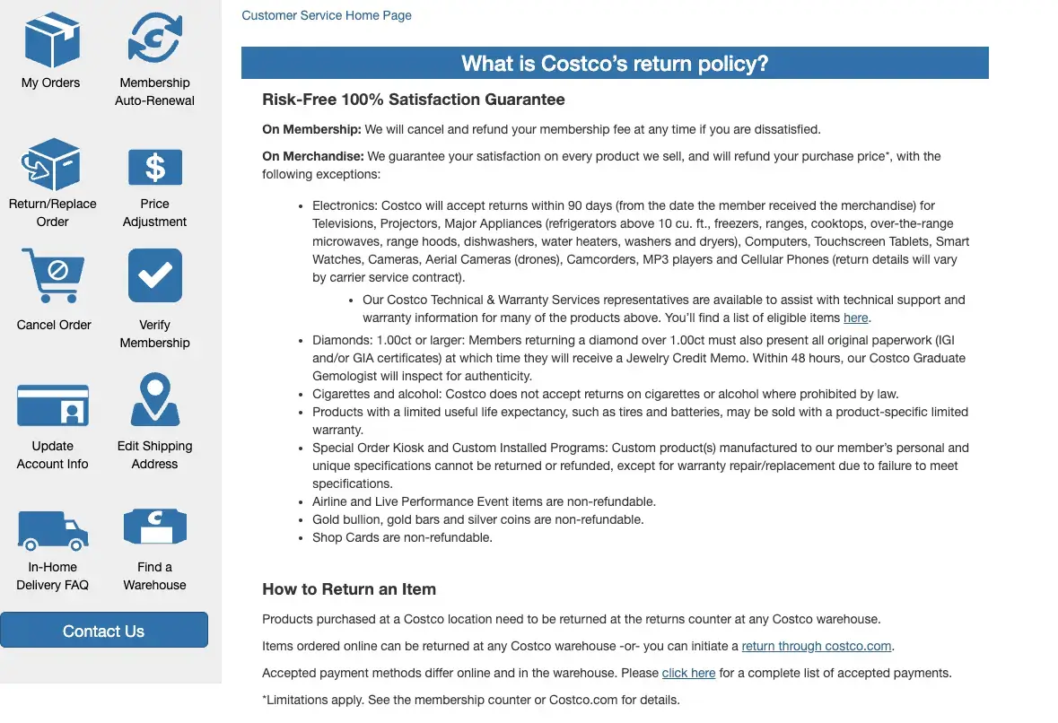 coscto-return-policy