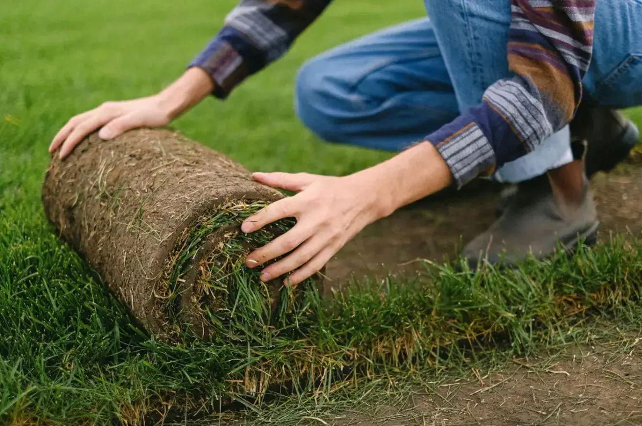 crop-worker-laying-grass-roll
