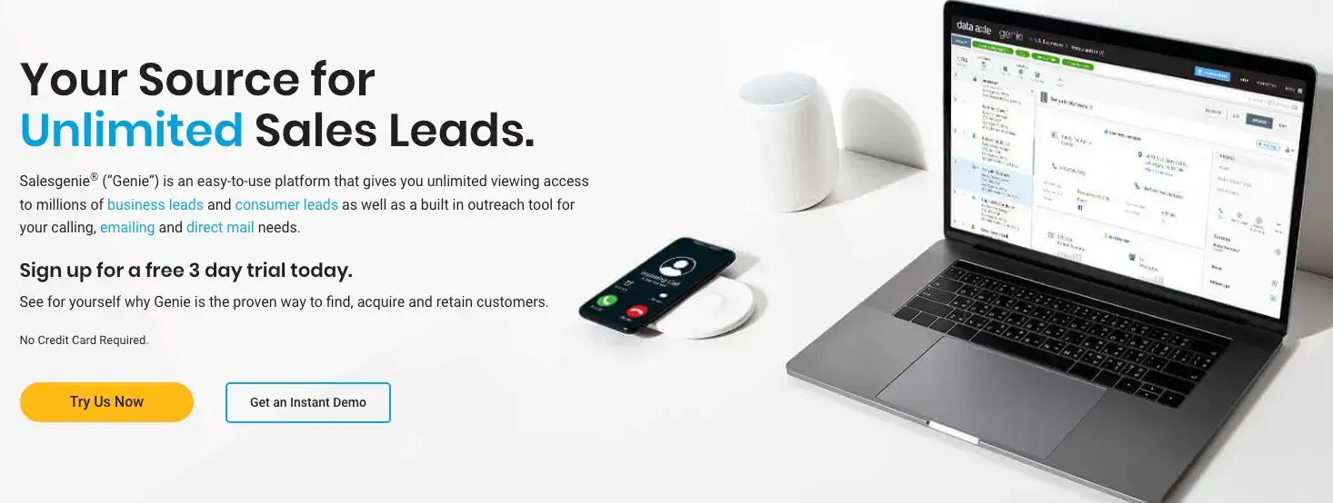 data-axle-genie-homepage-screenshot