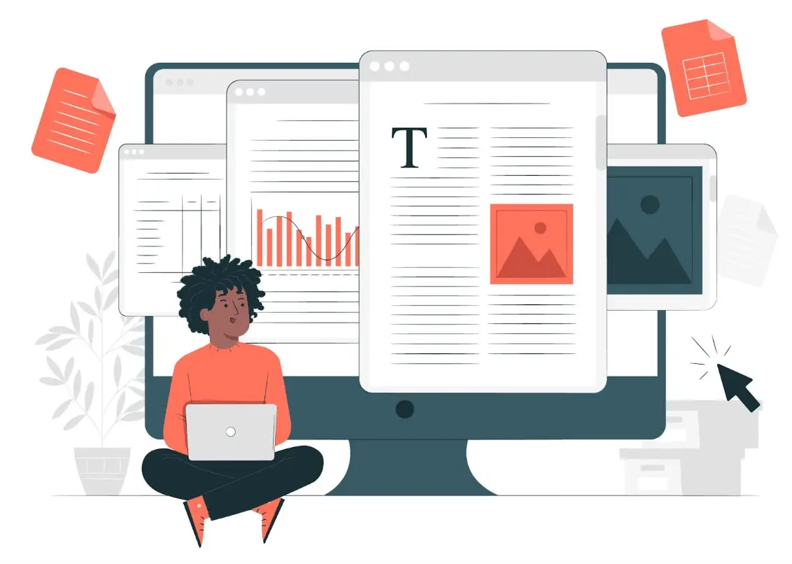 a person writing content illustration