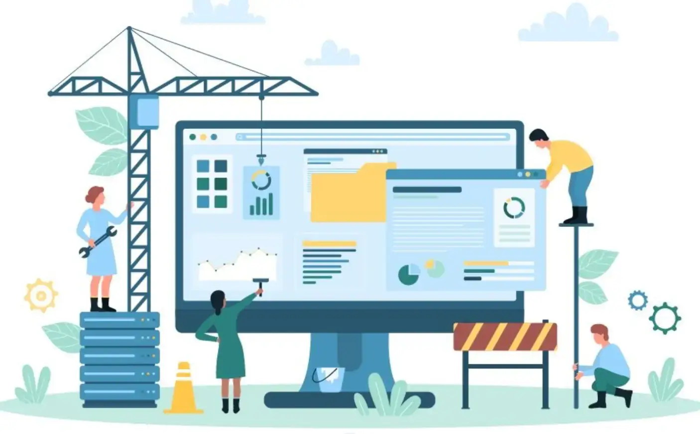 People building a page structure online