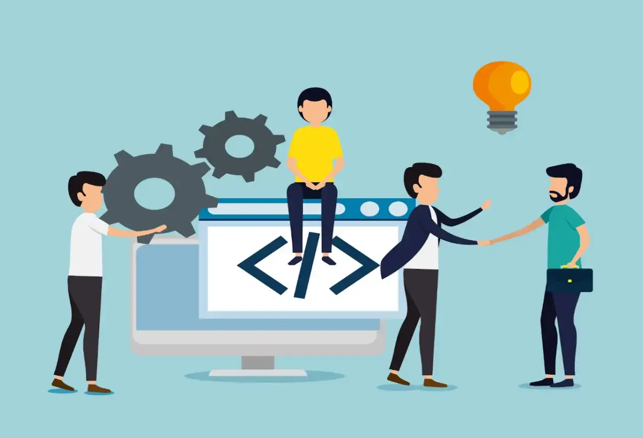 men-teamwork-with-gears-induatry-bulb-idea