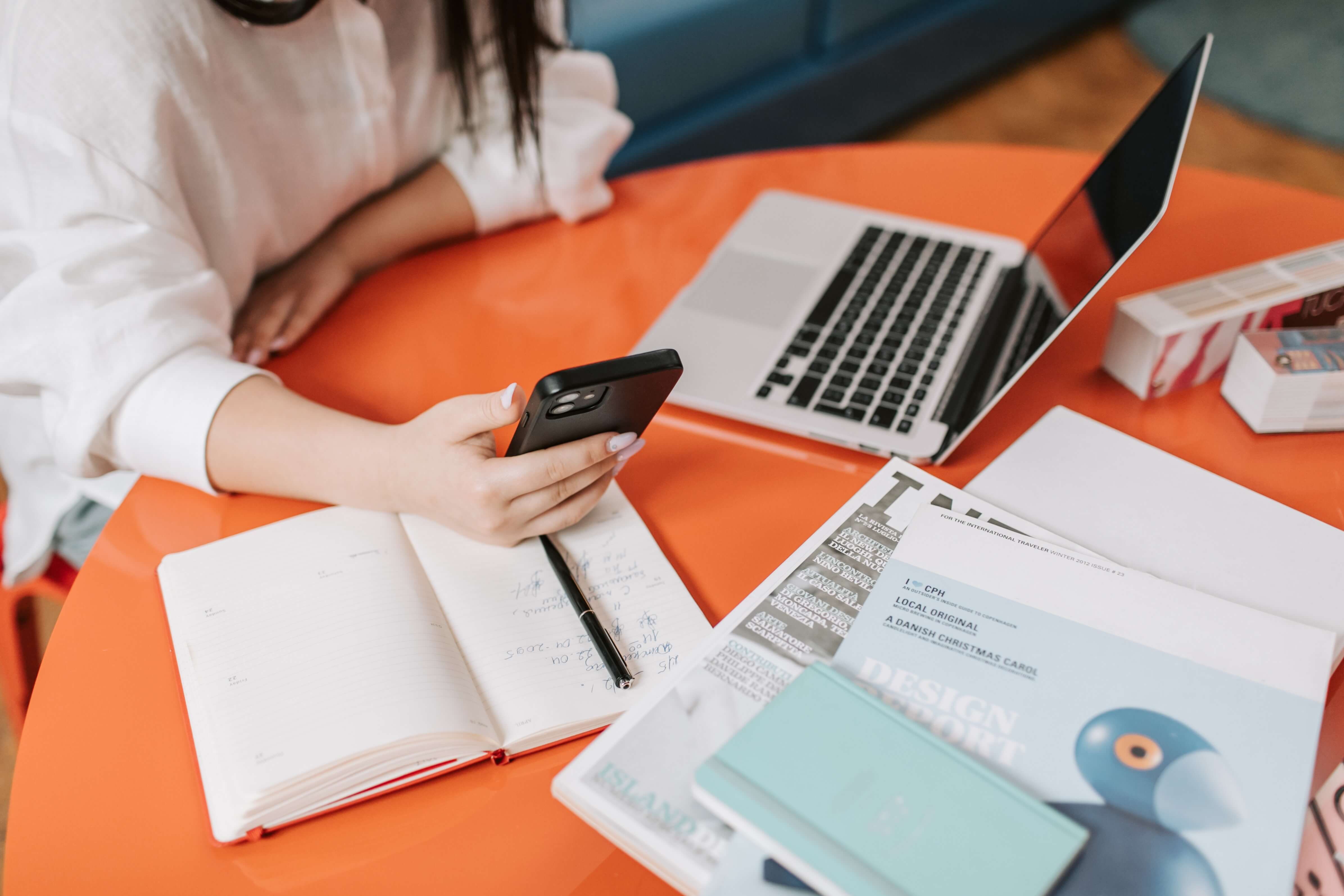 orange-desk-computer-desk-notebook