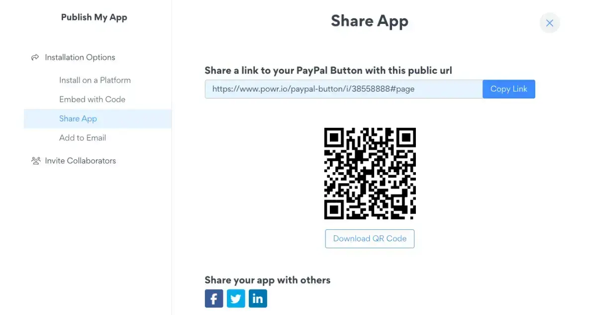 powr-paypal-button-publish-screen-qr-code