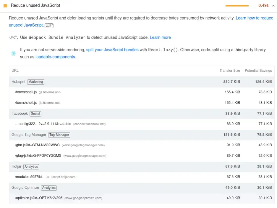 reduce-unused-javascipt