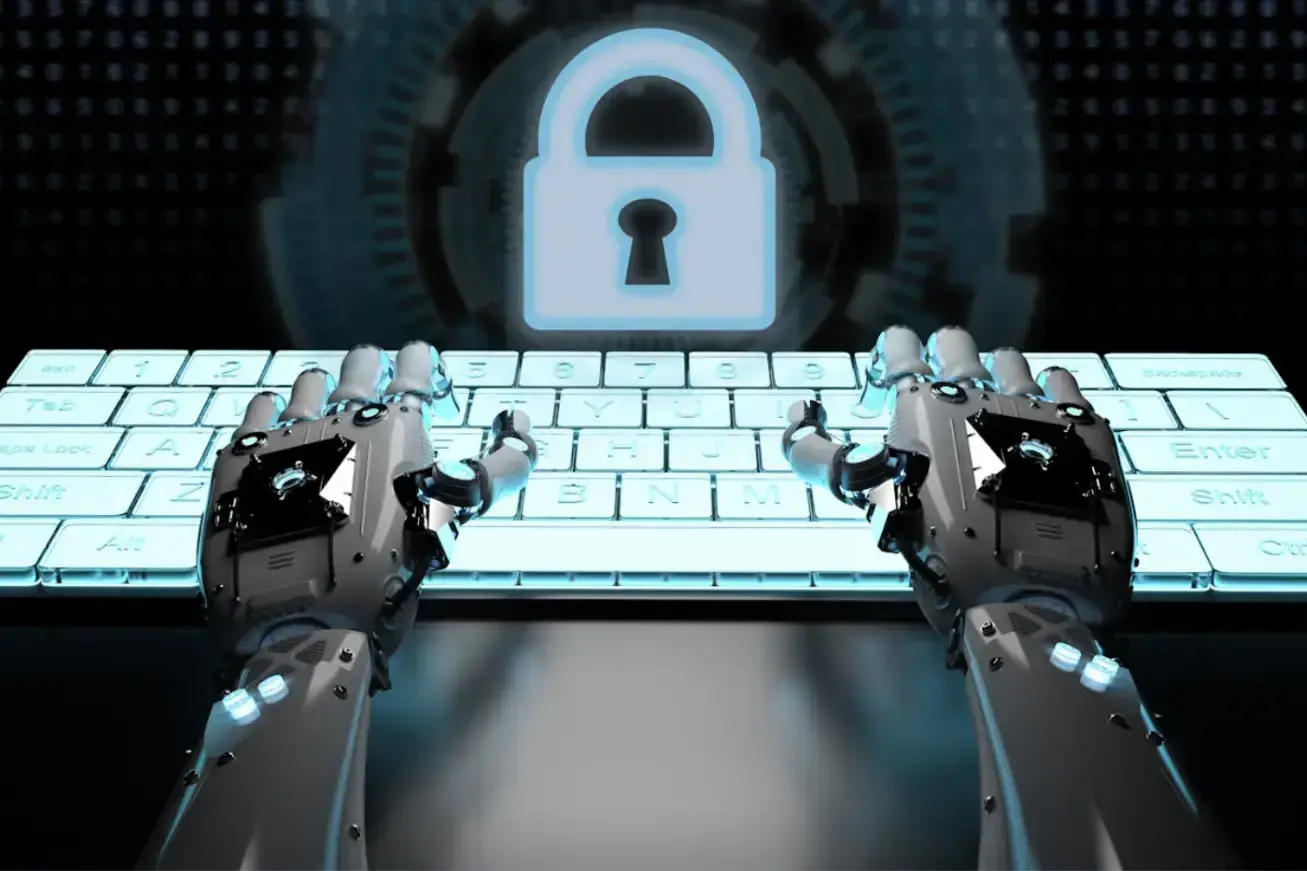 robot-hand-working-with-keyboard-keypad-lock