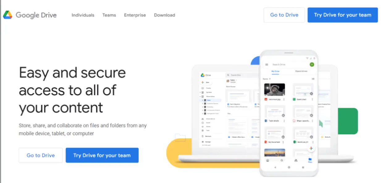 screenshot of Google Drive homepage-2-1