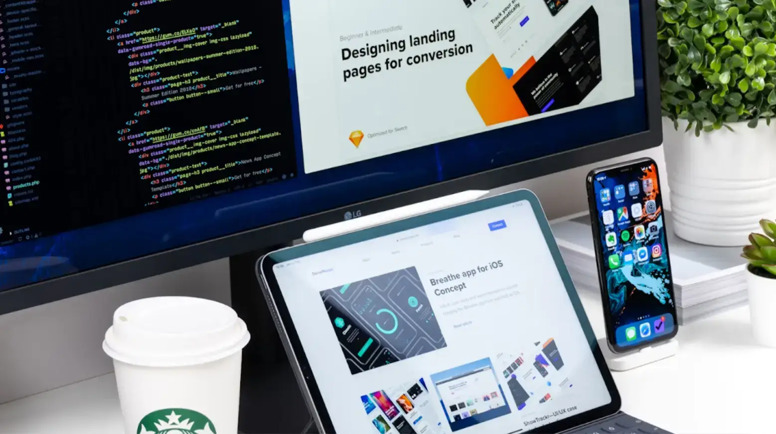 turned-on-monitor-displaying-digital-products