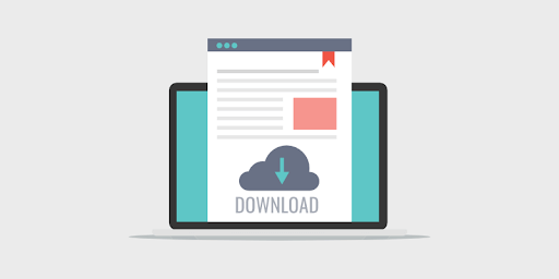 Illustration of a download file on a laptop