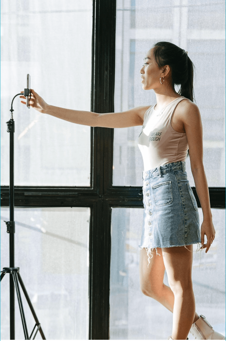 woman recording a video