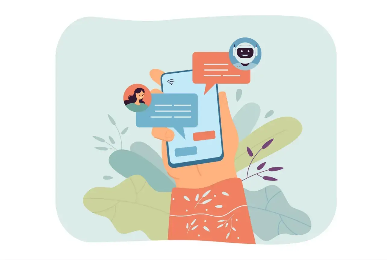 woman-chatting-with-online-chat-bot-flat-illustration
